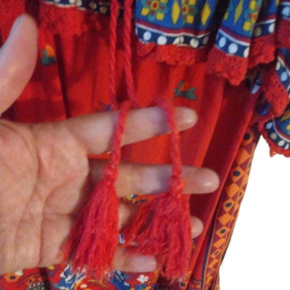 Flying TomatoTunic/Mini Dress Off Shoulder Festive Cultural Colorful Aztec M - Picture 6 of 8